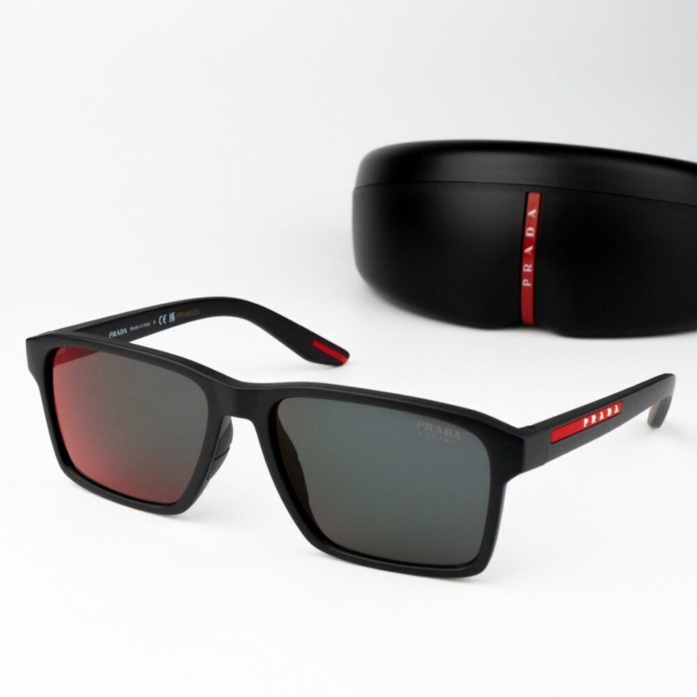 NEW Prada Linea Rossa PS05YS 1BO10A Matte Black Mirror Red Unisex Sunglasses
